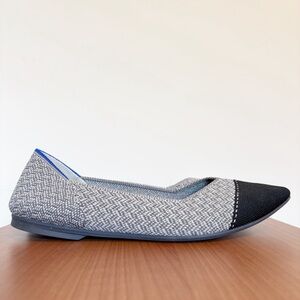 Rothy’s The Point II Ballet Flats Gray with Black Cap Toe Size 9